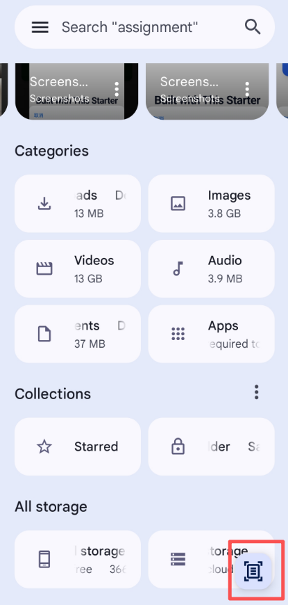 Scanning documents using the Files app
